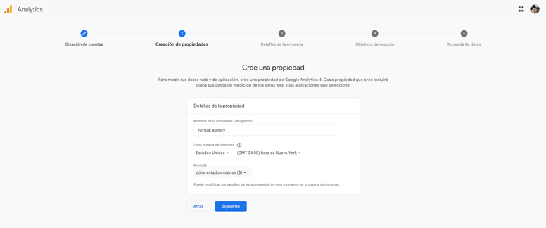 2 - Crear la propiedad para tu sitio web